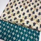 Cotton Cord Set Cream and Green Material