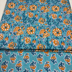 Blue Floral Cotton Cord Set Material