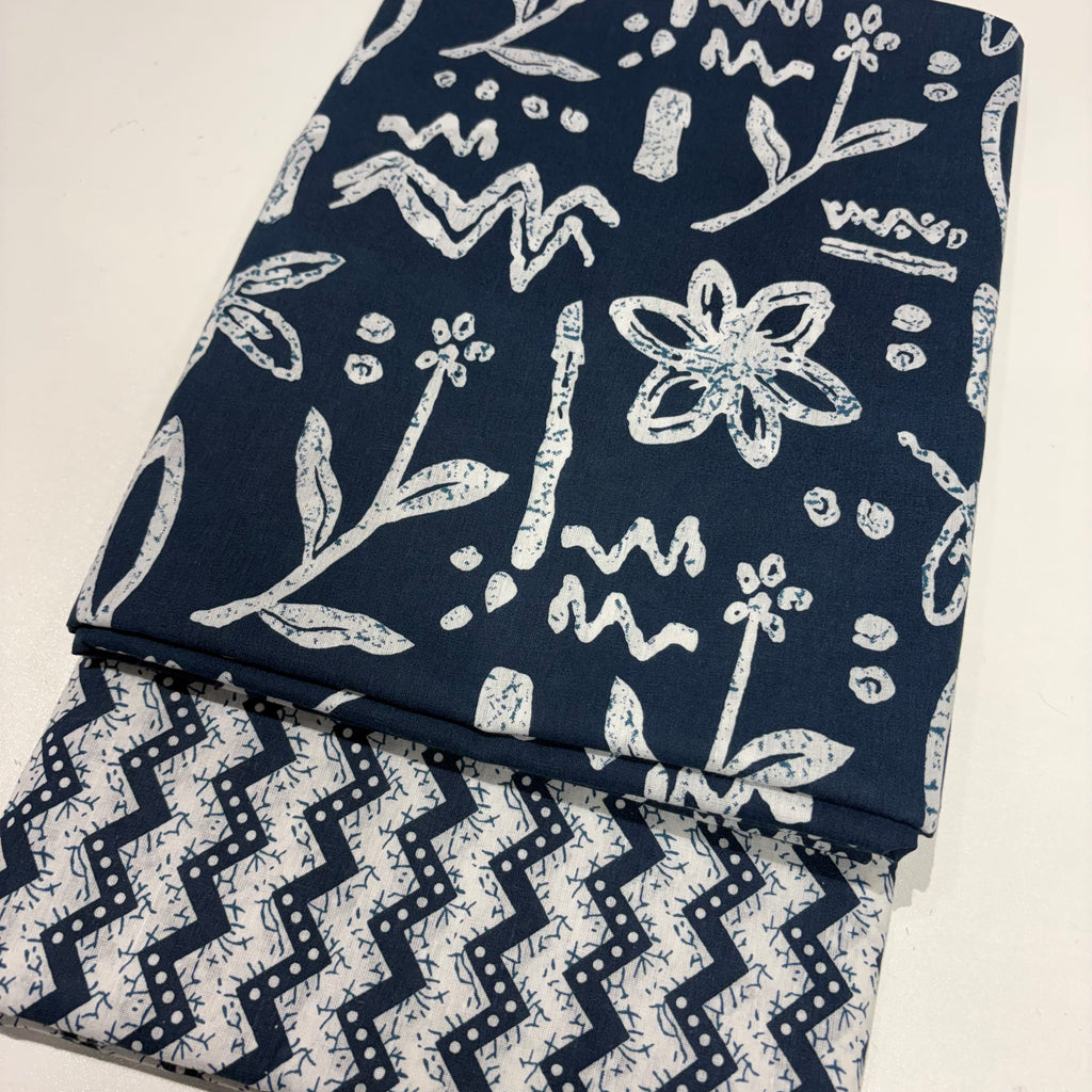 Indigo Blue Floral Cotton Cord Set