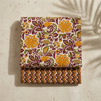 Maroon and Yellow Cotton Cord Set Material