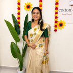 Yellow Floral Cotton Tissue Kasavu Saree