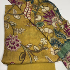 Mustard Yellow Muslin Party Wear Suit Set
