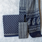 Indigo Blue Cotton Set with Dupatta