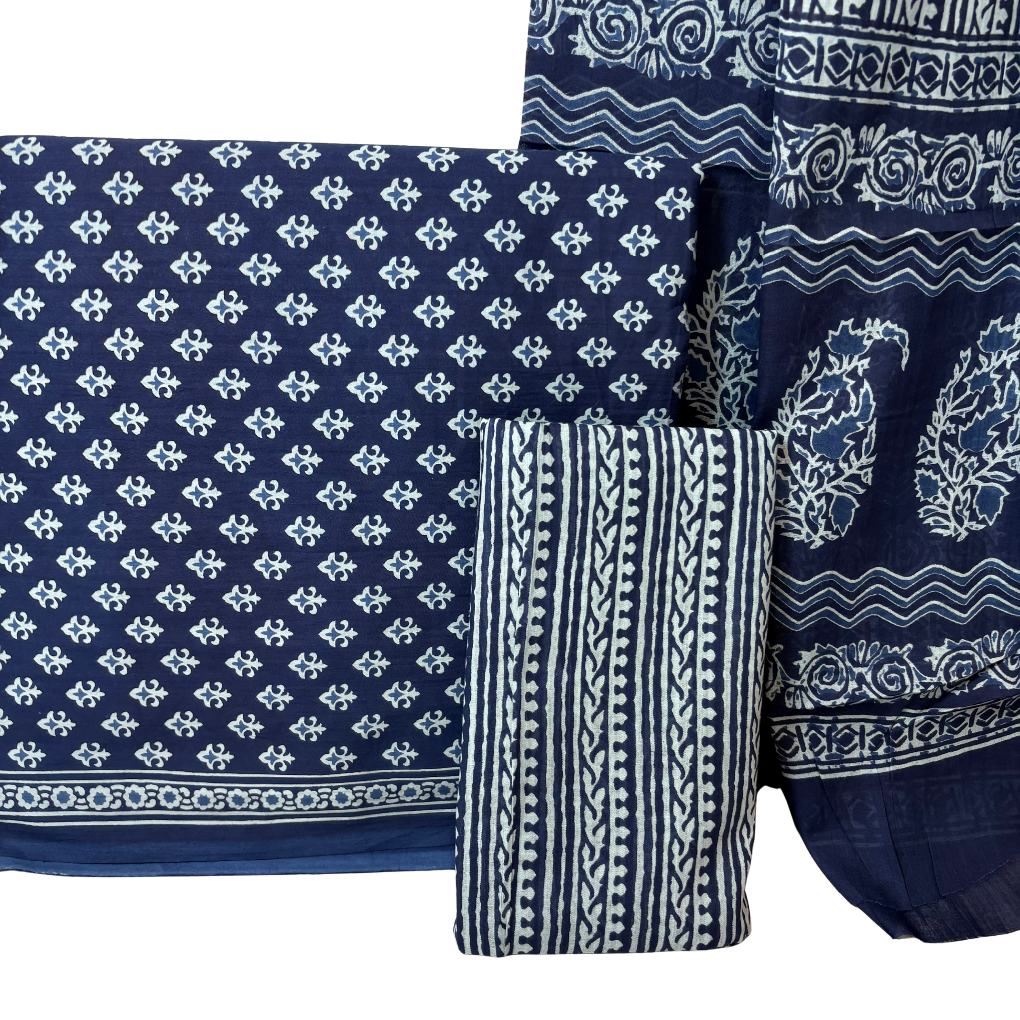 Indigo Blue Cotton Set with Dupatta