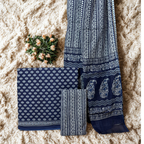 Indigo Blue Cotton Set with Dupatta