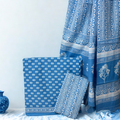 Blue Cotton Block Print Set with Dupatta