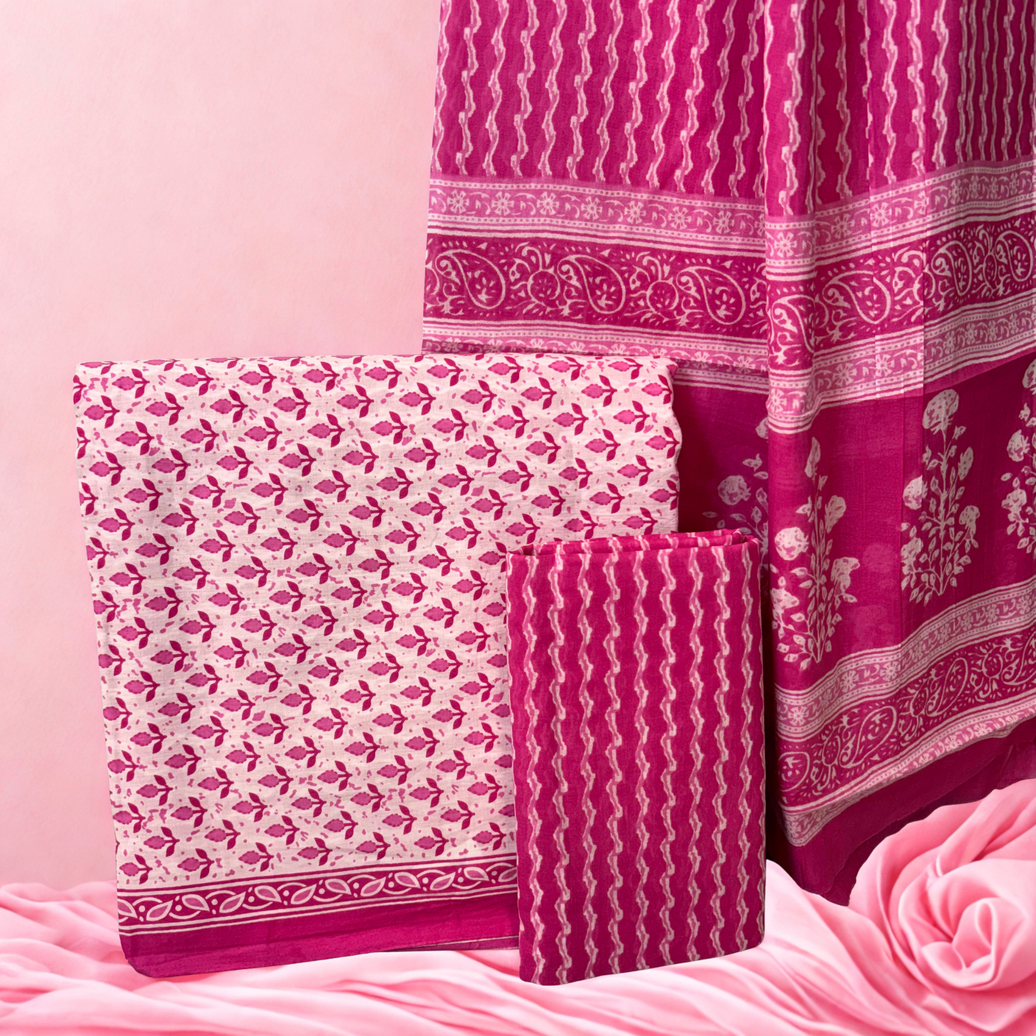 Pink Elegance Cotton Set with Dupatta