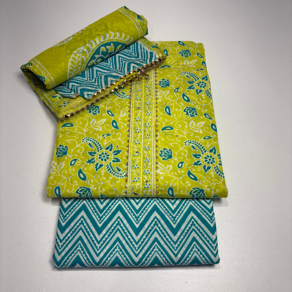 Green And Blue Cotton Set