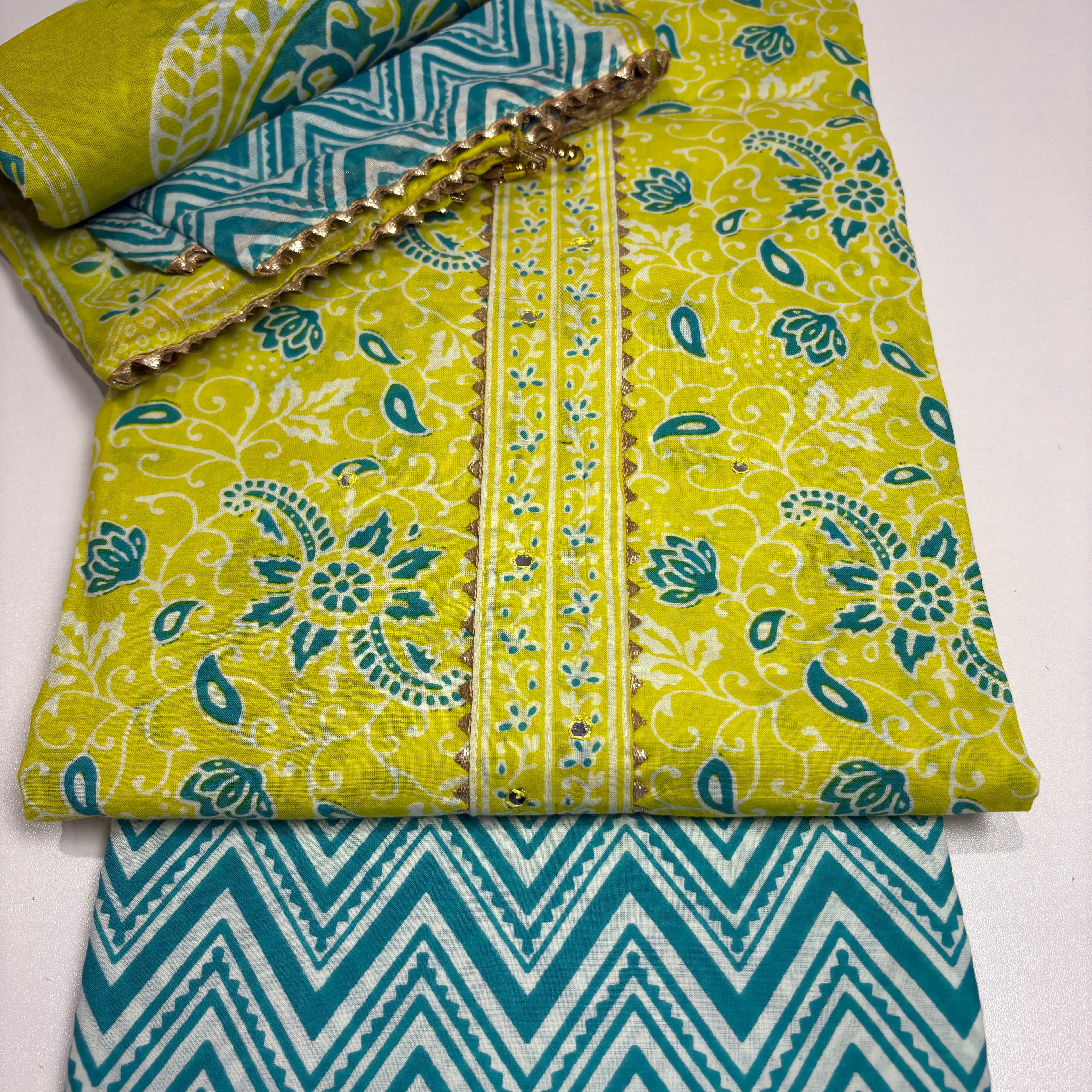 Green And Blue Cotton Set