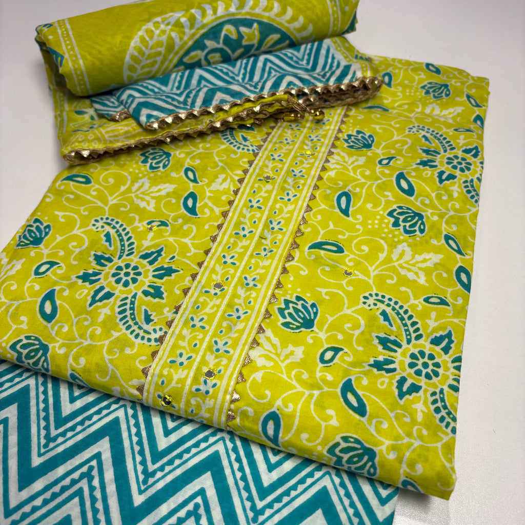 Green And Blue Cotton Set