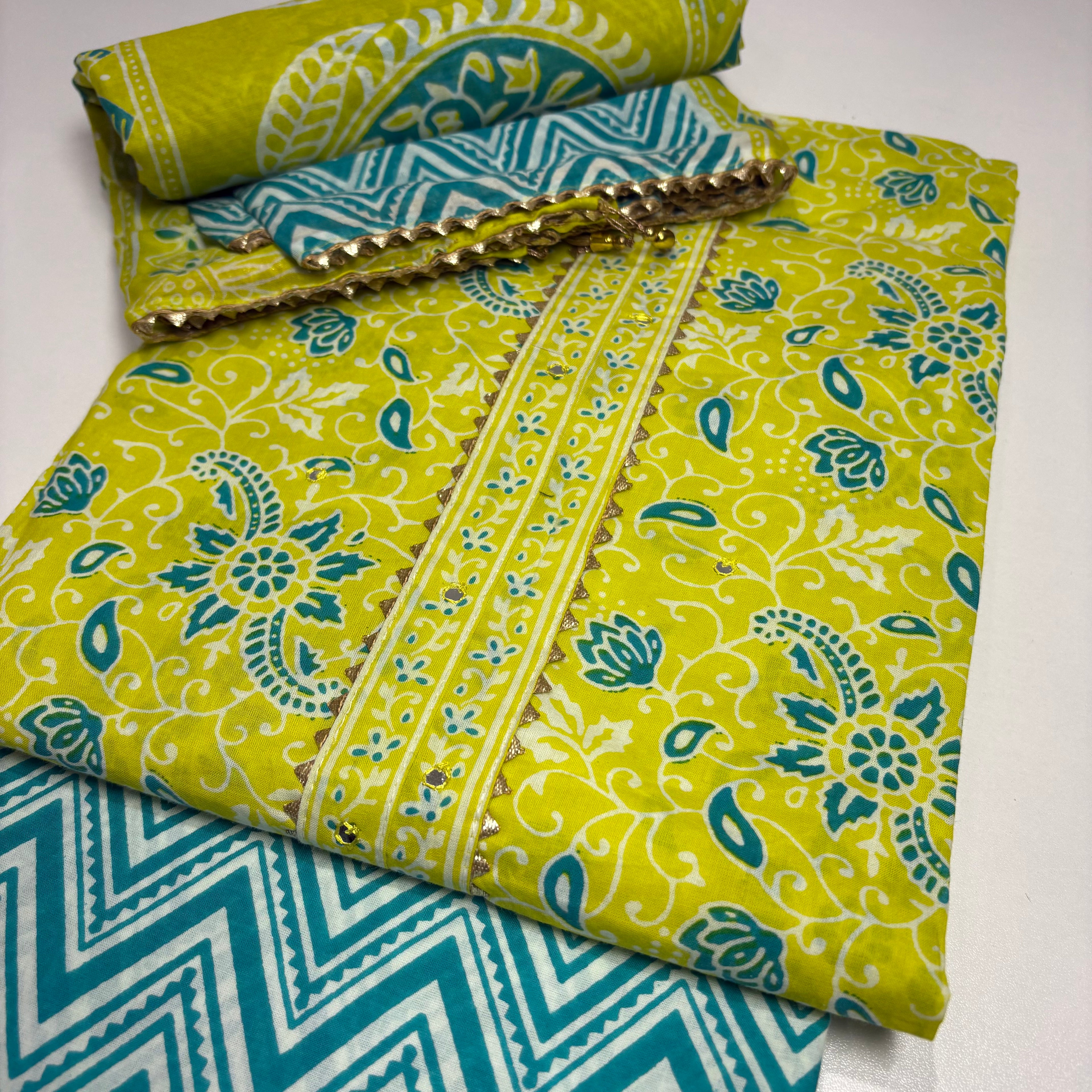 Green And Blue Cotton Set