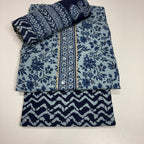 Blue Elegant Cotton Dupatta Set