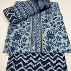 Blue Elegant Cotton Dupatta Set