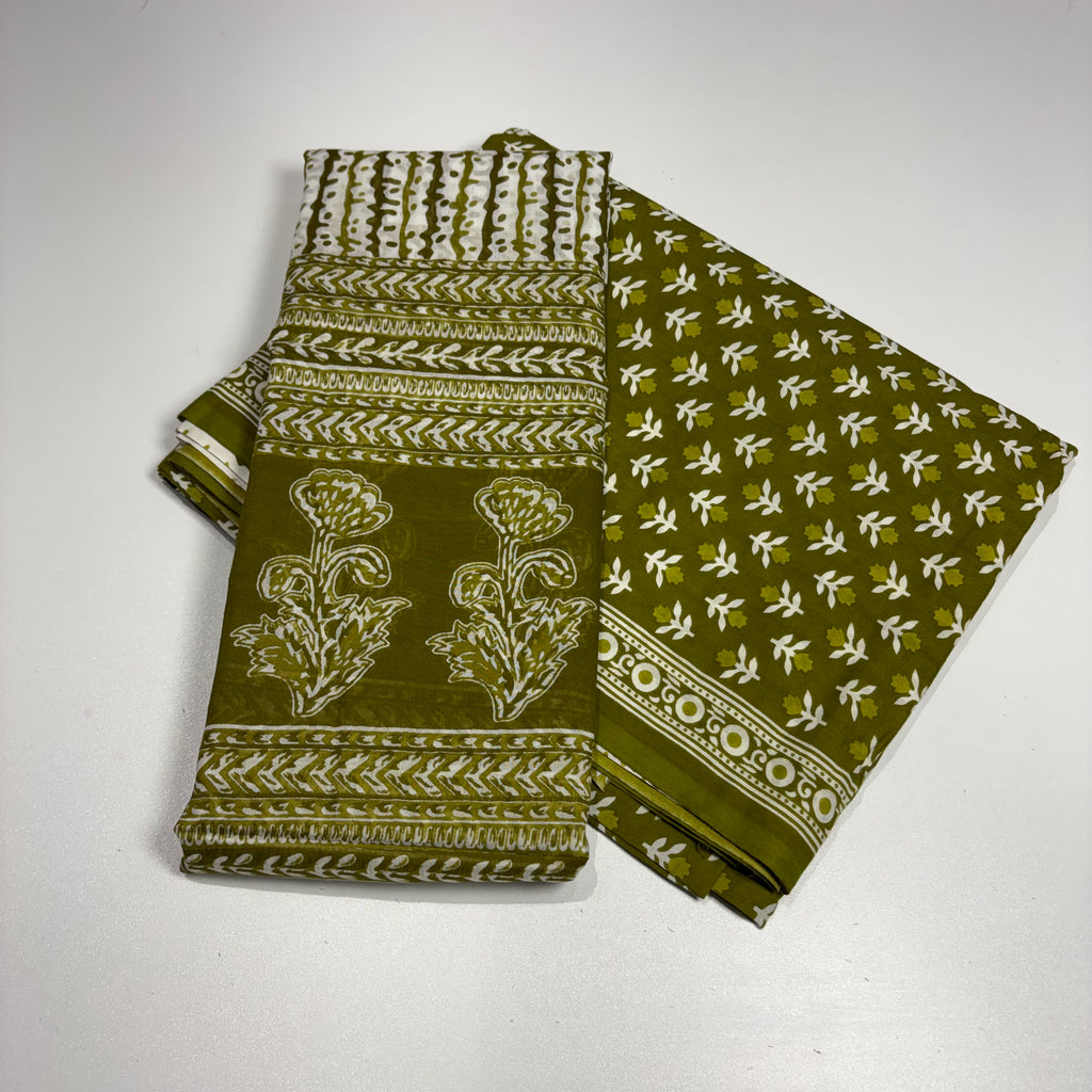 Green Cotton Block Print Set
