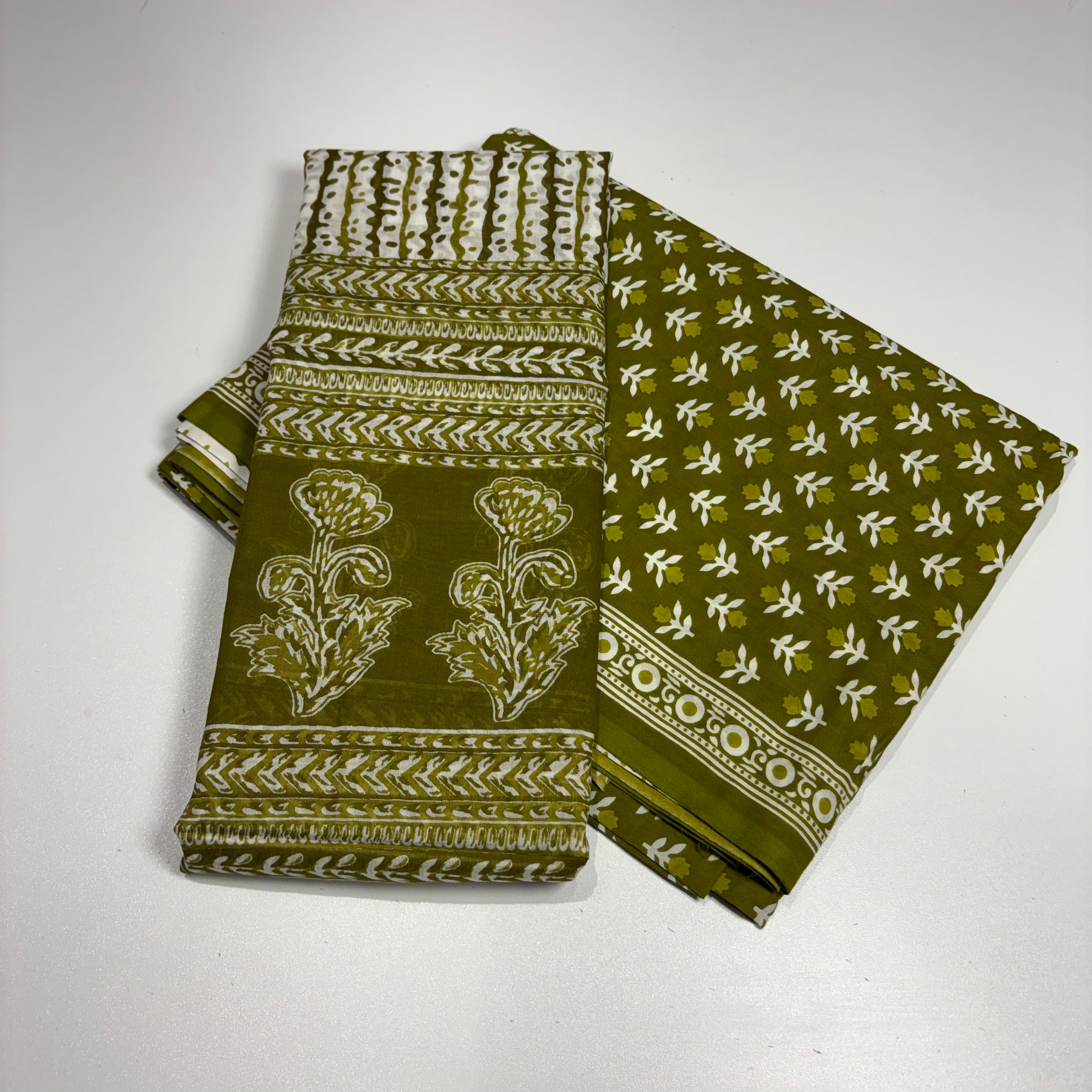 Green Cotton Block Print Set