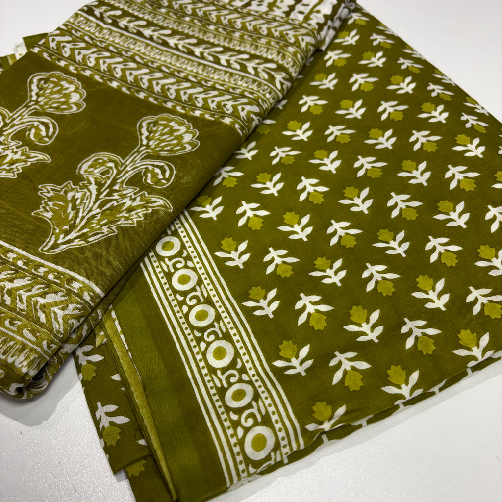 Green Cotton Block Print Set