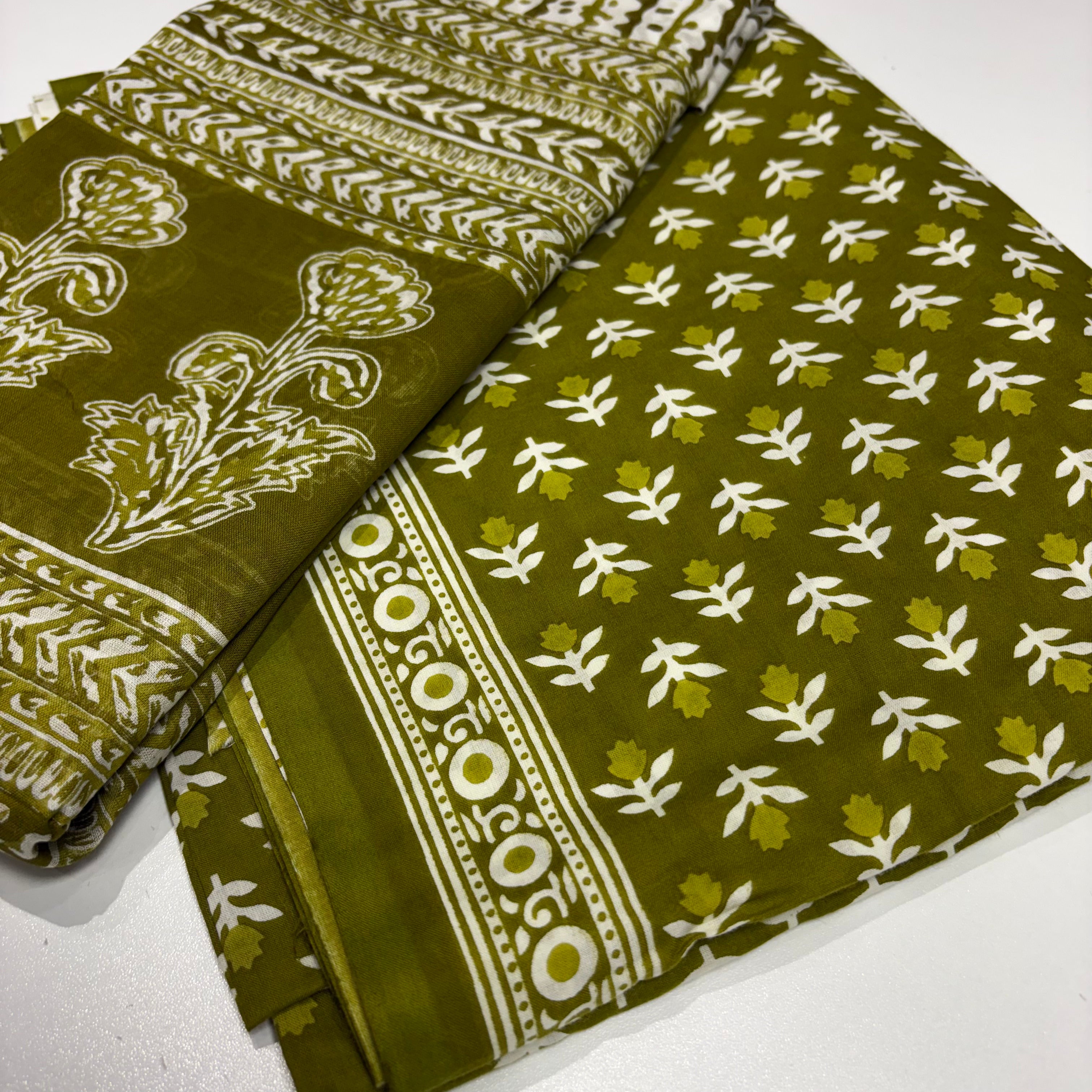 Green Cotton Block Print Set