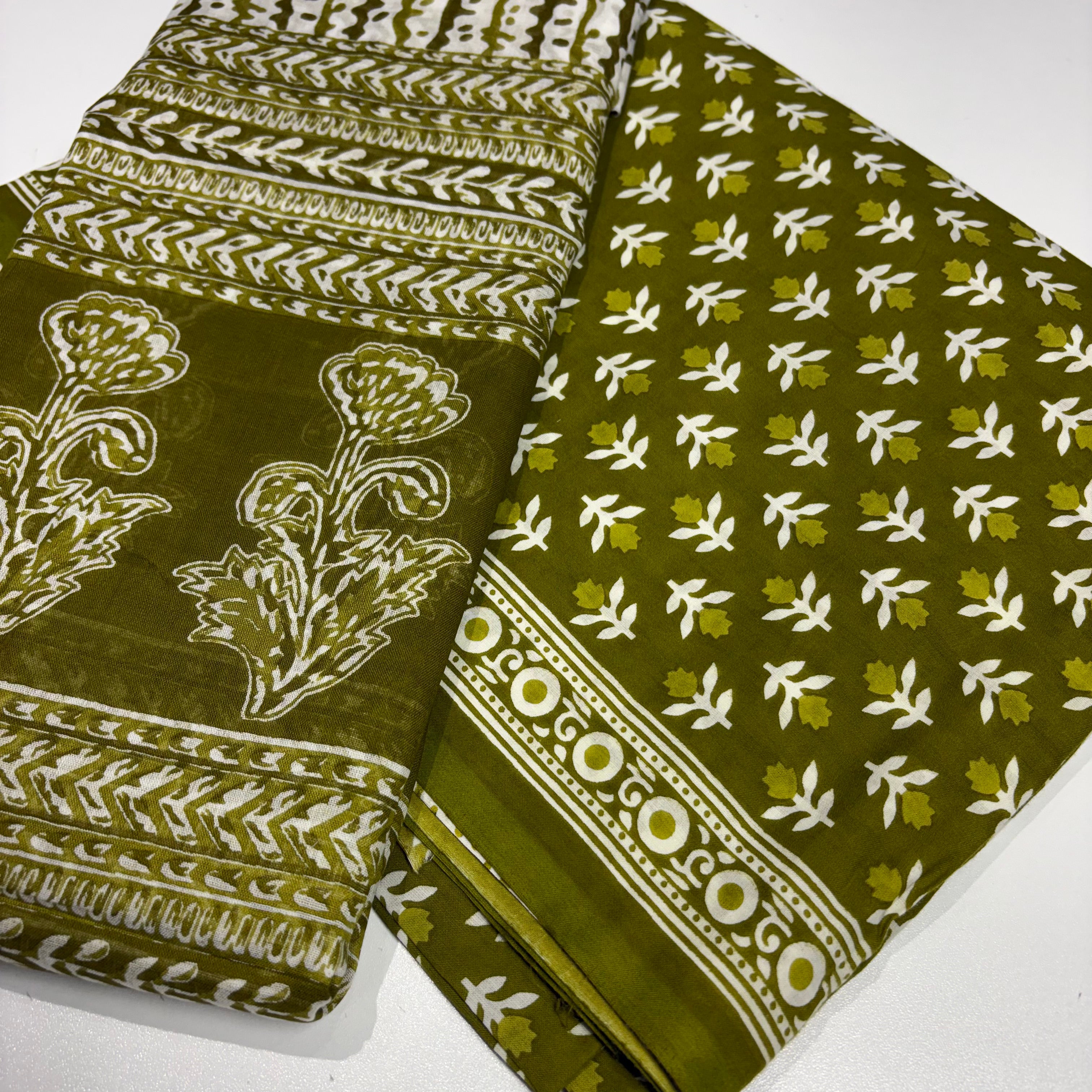 Green Cotton Block Print Set