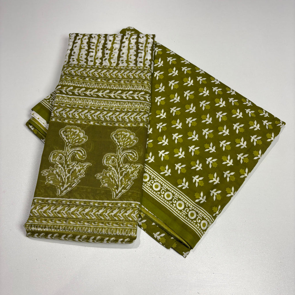 Green Cotton Block Print Set