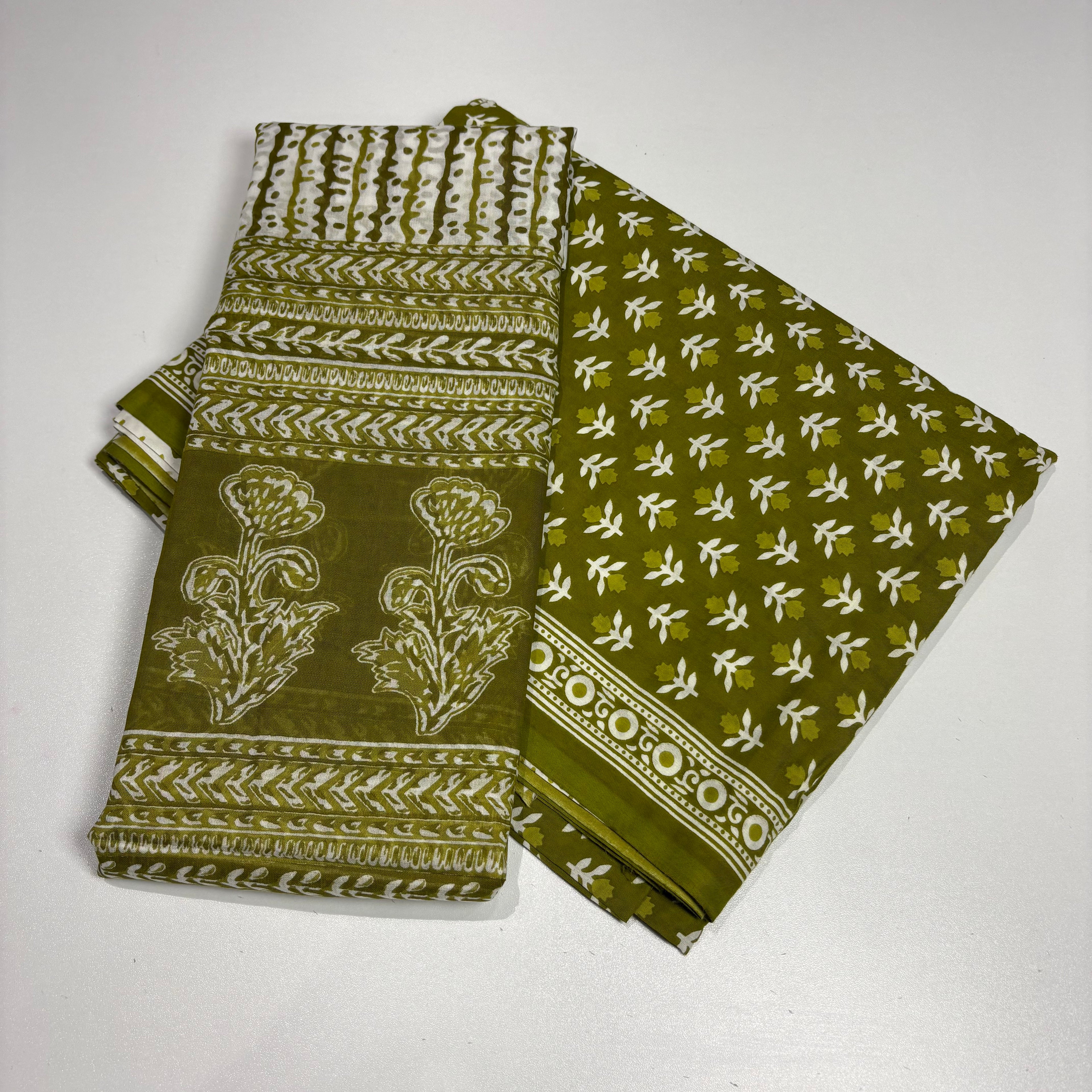 Green Cotton Block Print Set