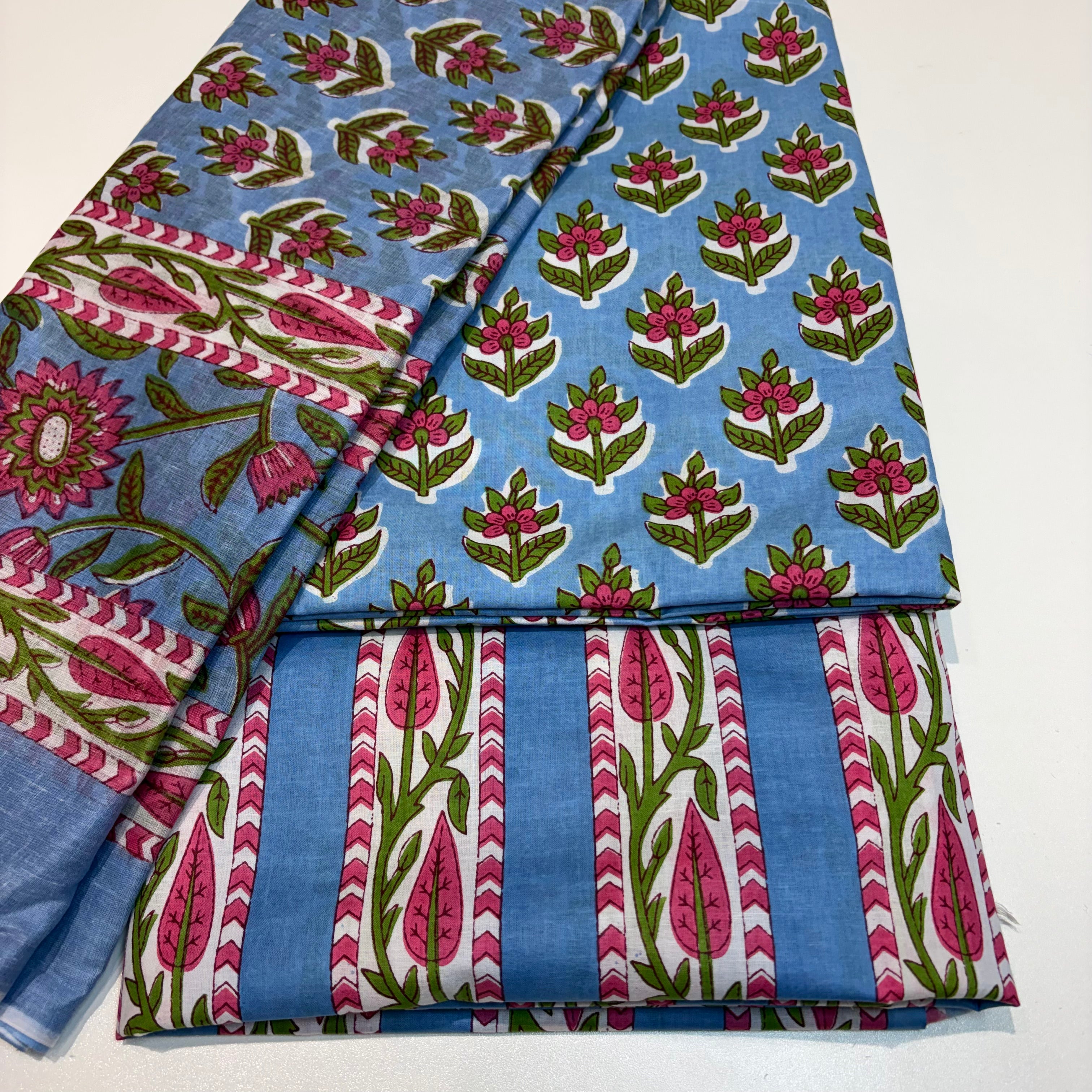Pastel Blue Cotton Dupatta Set
