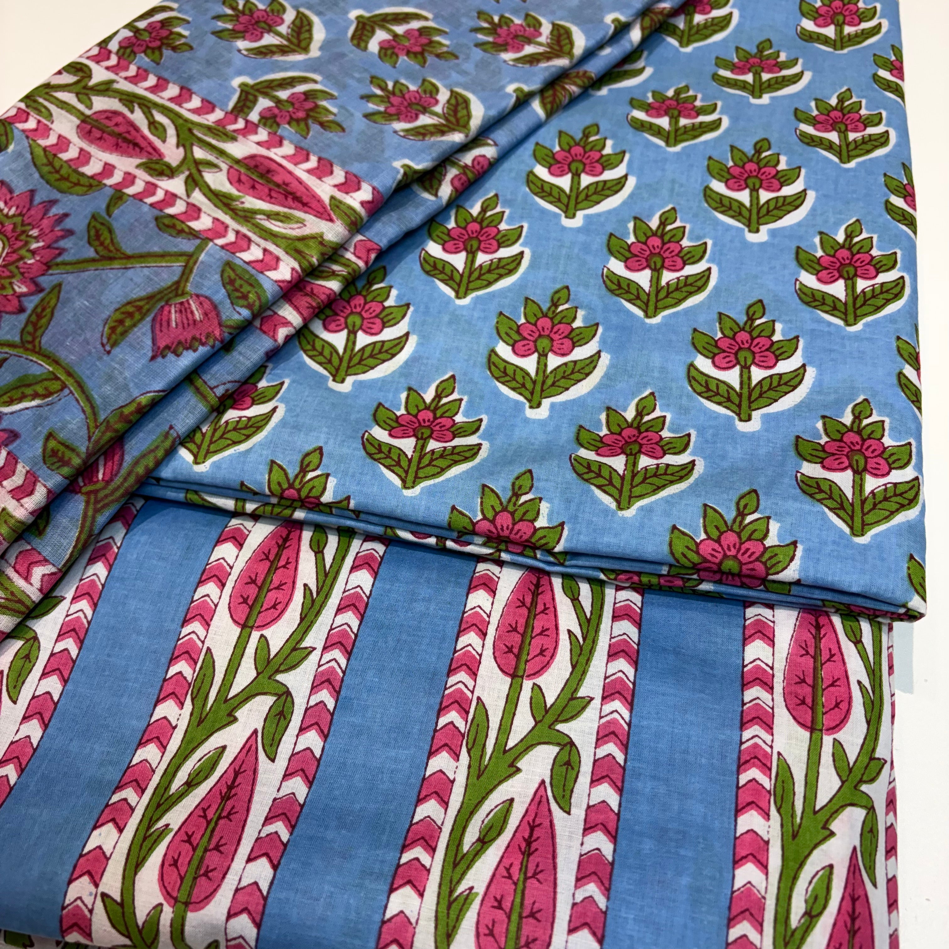Pastel Blue Cotton Dupatta Set