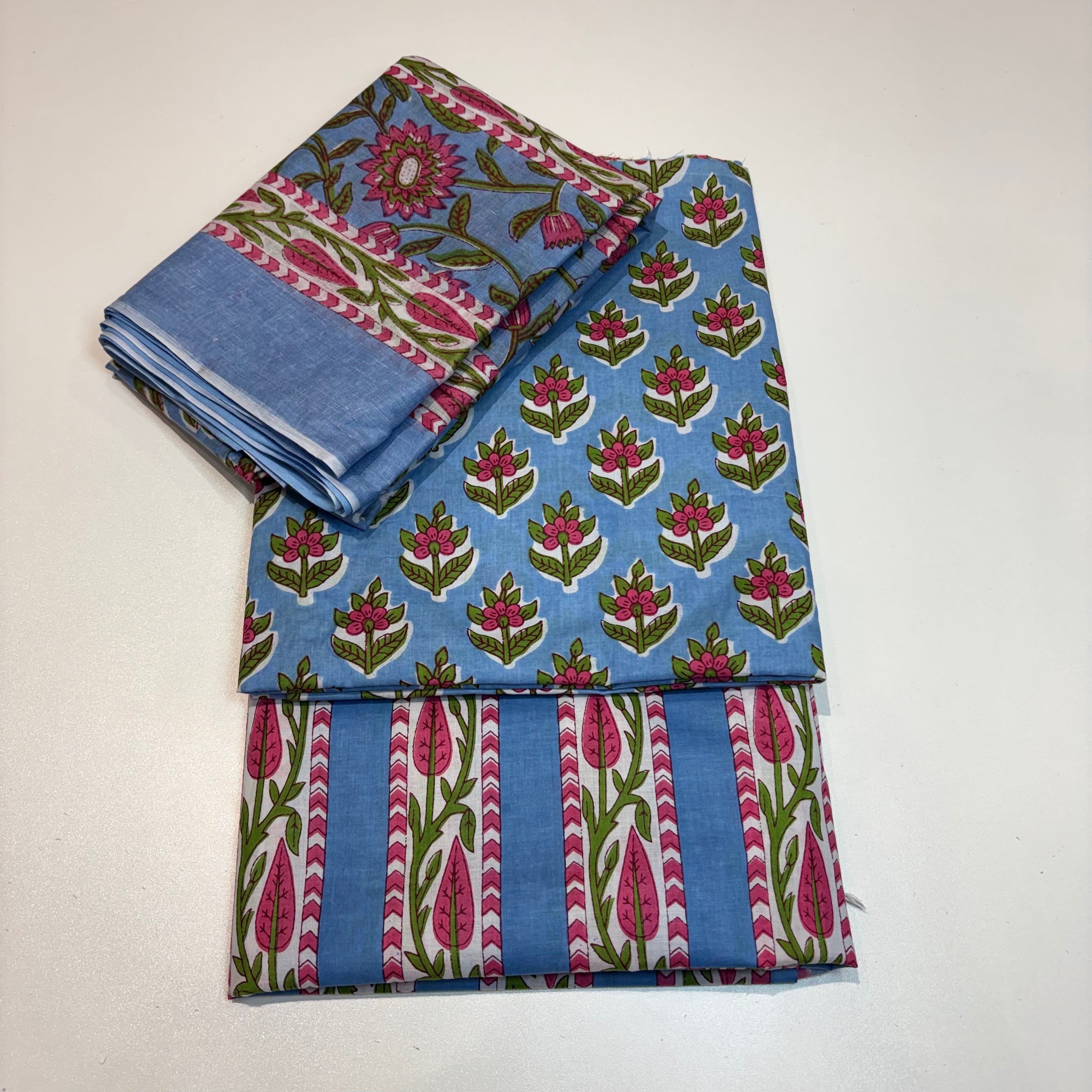 Pastel Blue Cotton Dupatta Set