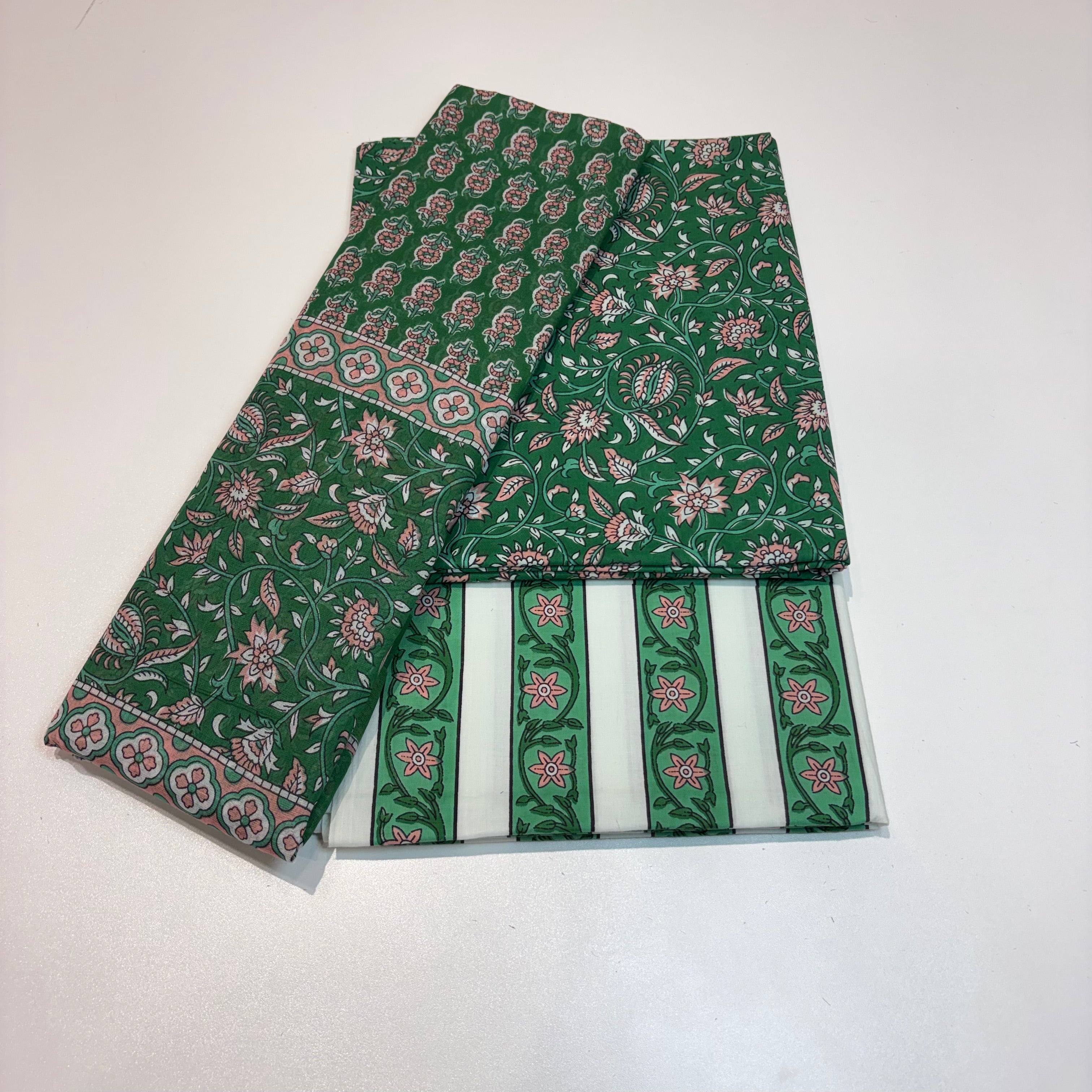 Emerald Green Cotton Dupatta Set