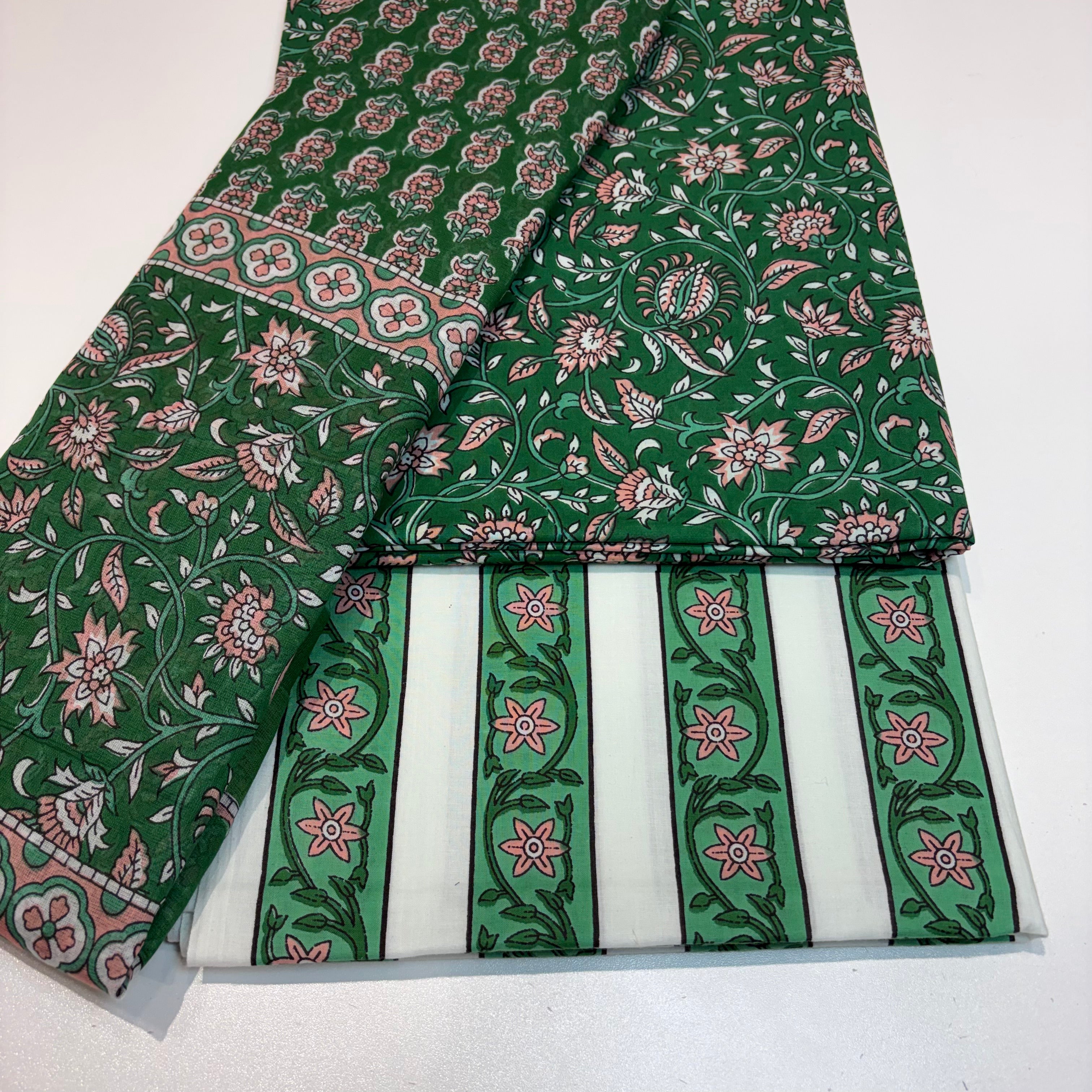 Emerald Green Cotton Dupatta Set