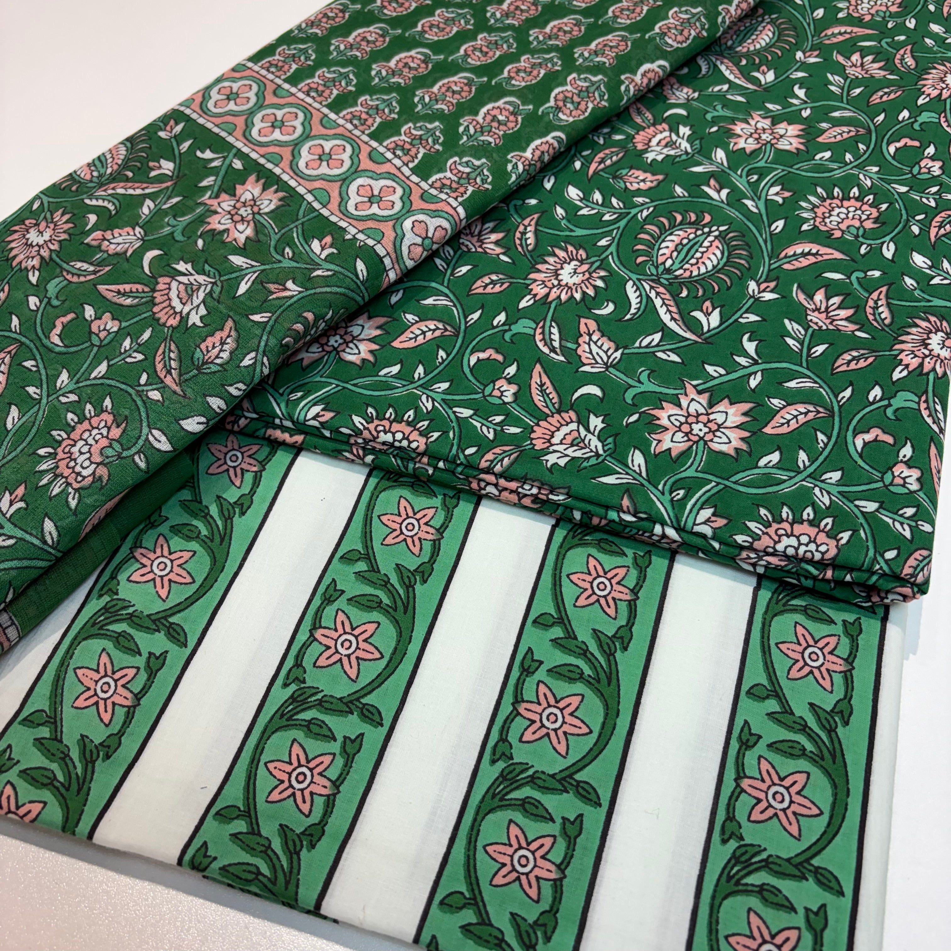 Emerald Green Cotton Dupatta Set