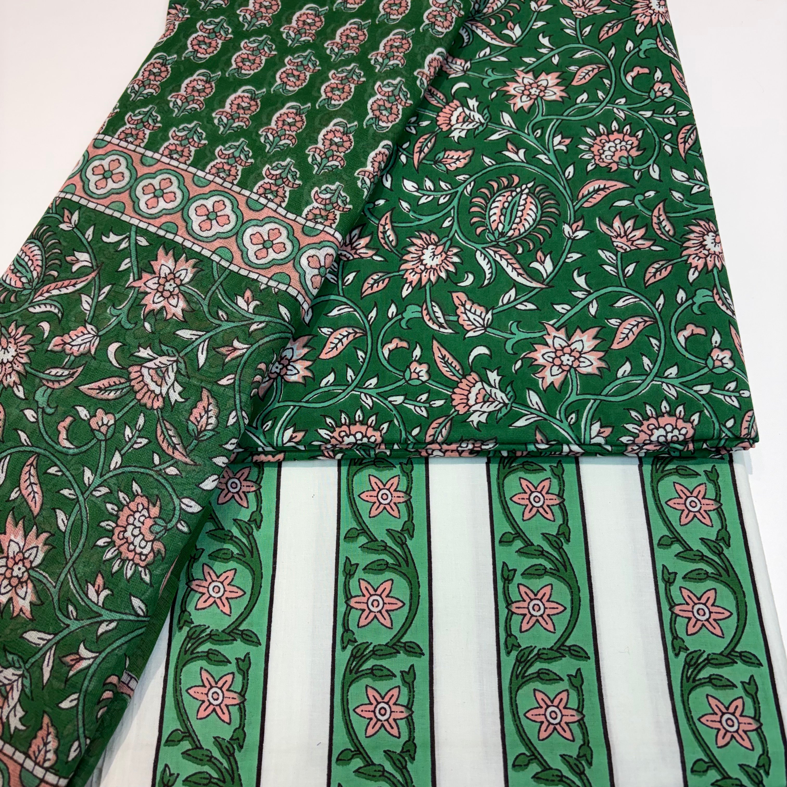 Emerald Green Cotton Dupatta Set