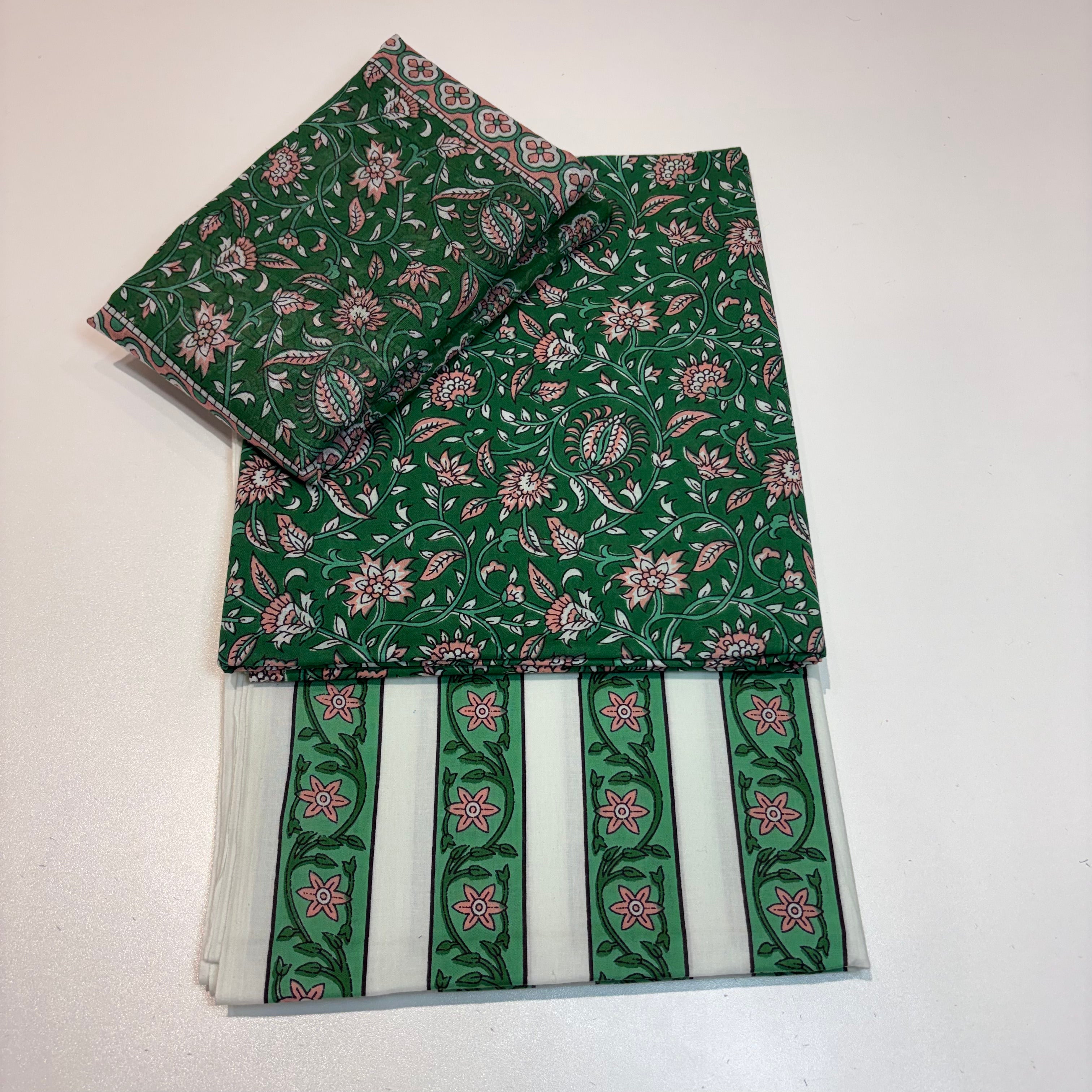 Emerald Green Cotton Dupatta Set