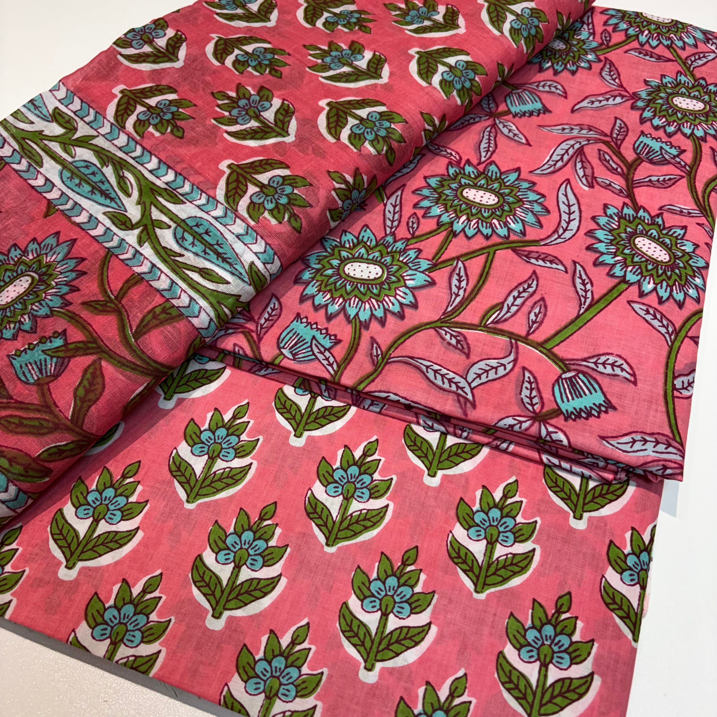 Coral cotton dupatta Set