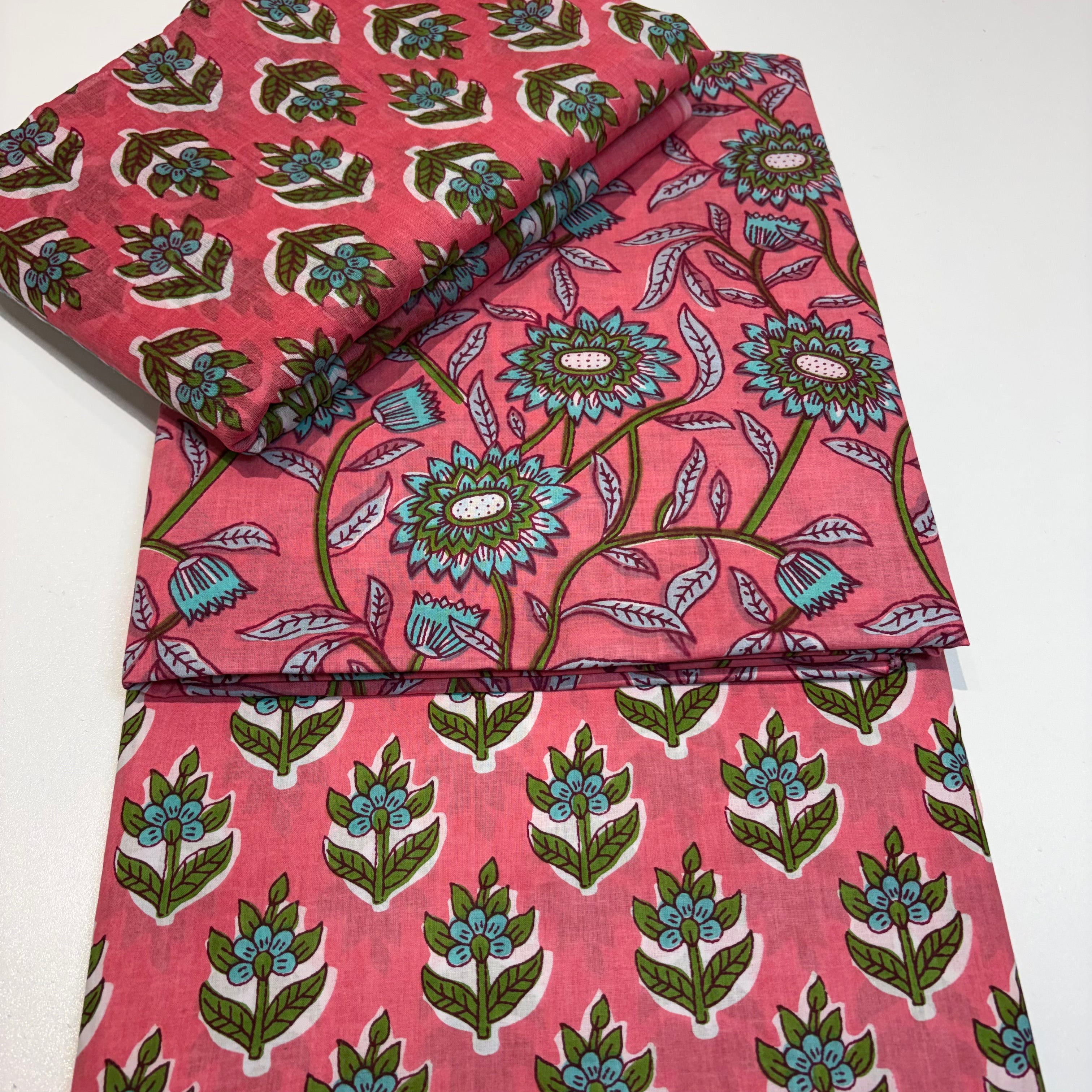 Coral cotton dupatta Set