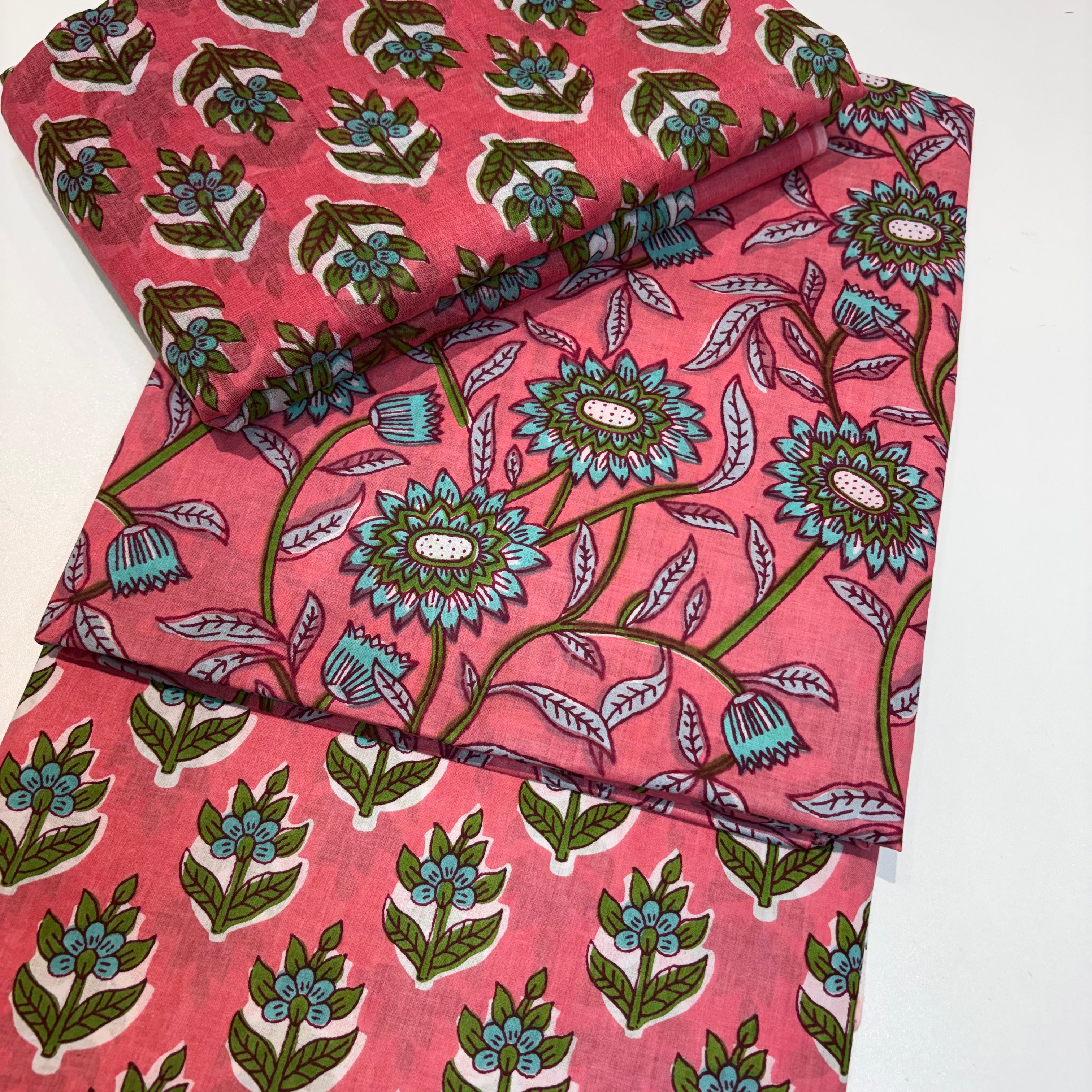Coral cotton dupatta Set