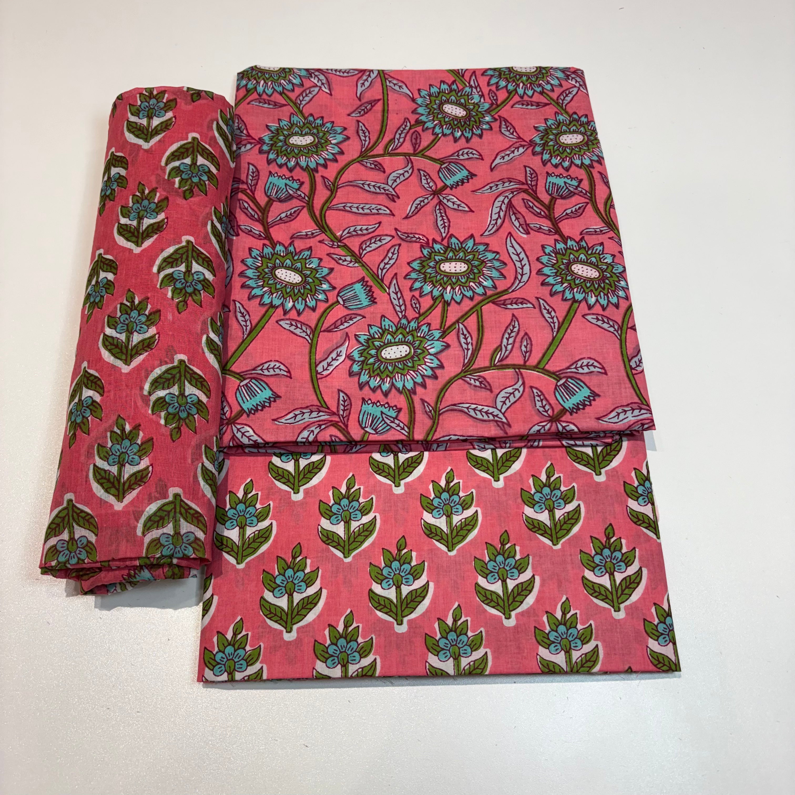 Coral cotton dupatta Set