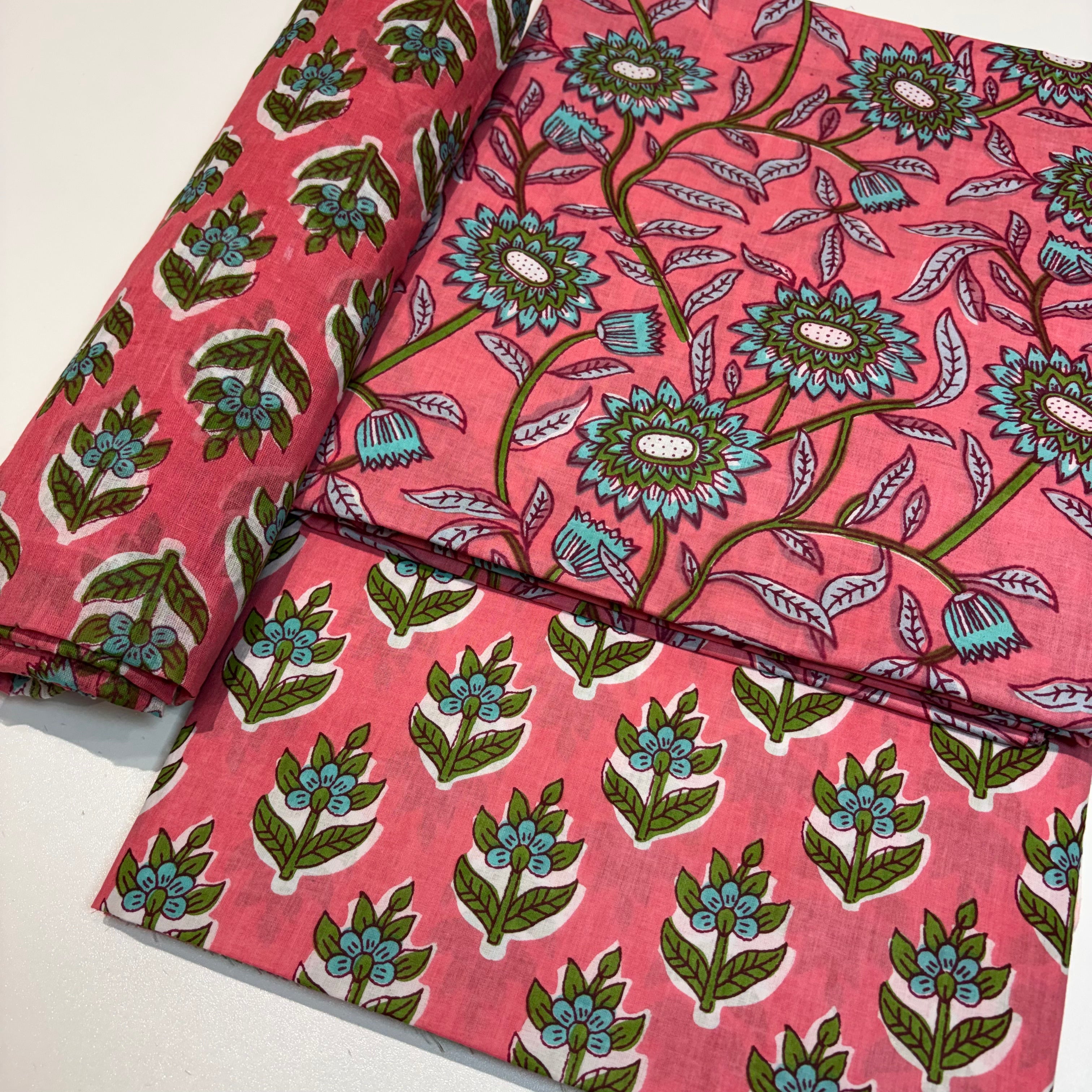 Coral cotton dupatta Set