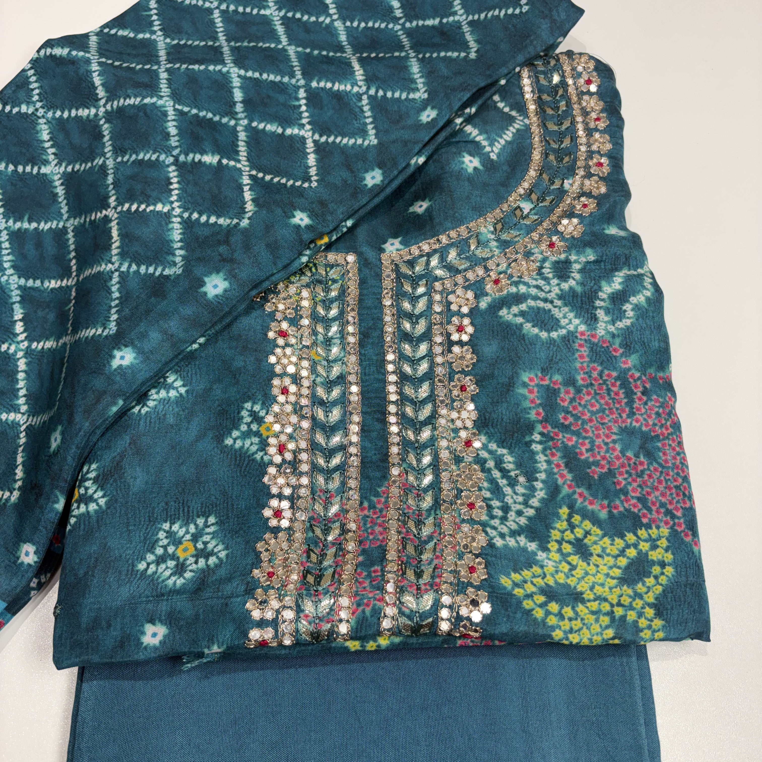 Deep Blue Muslin Party Wear