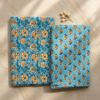 Blue Floral Cotton Cord Set Material