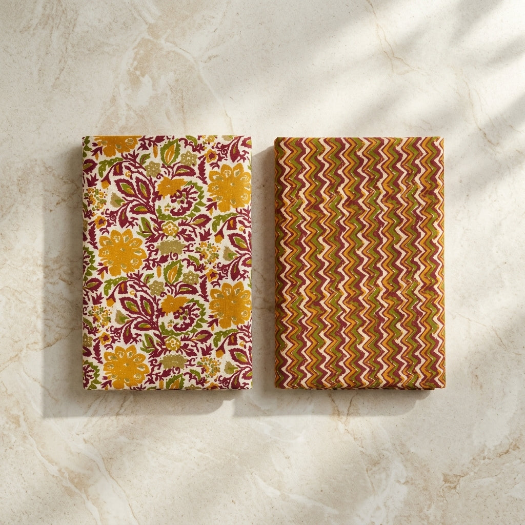 Maroon and Yellow Cotton Cord Set Material