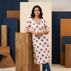 Red Rose Cotton Kurti Top