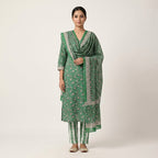 Emerald Green Cotton Dupatta Set