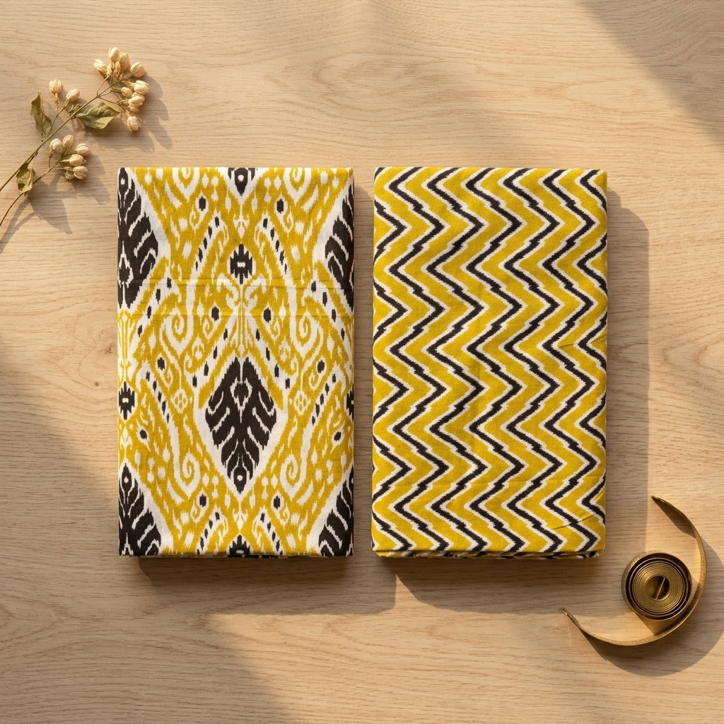 Yellow And Black Cotton Cord Set
