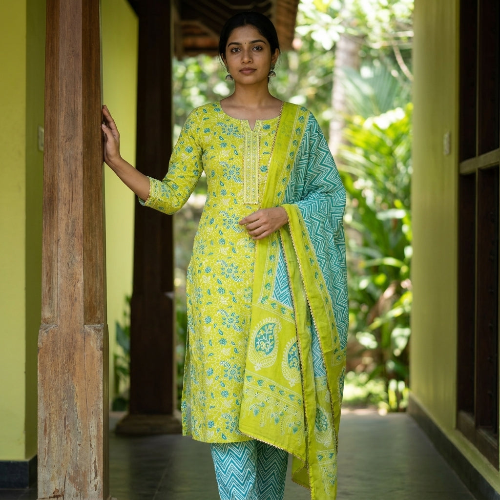 Lyril Green Cotton Material Set