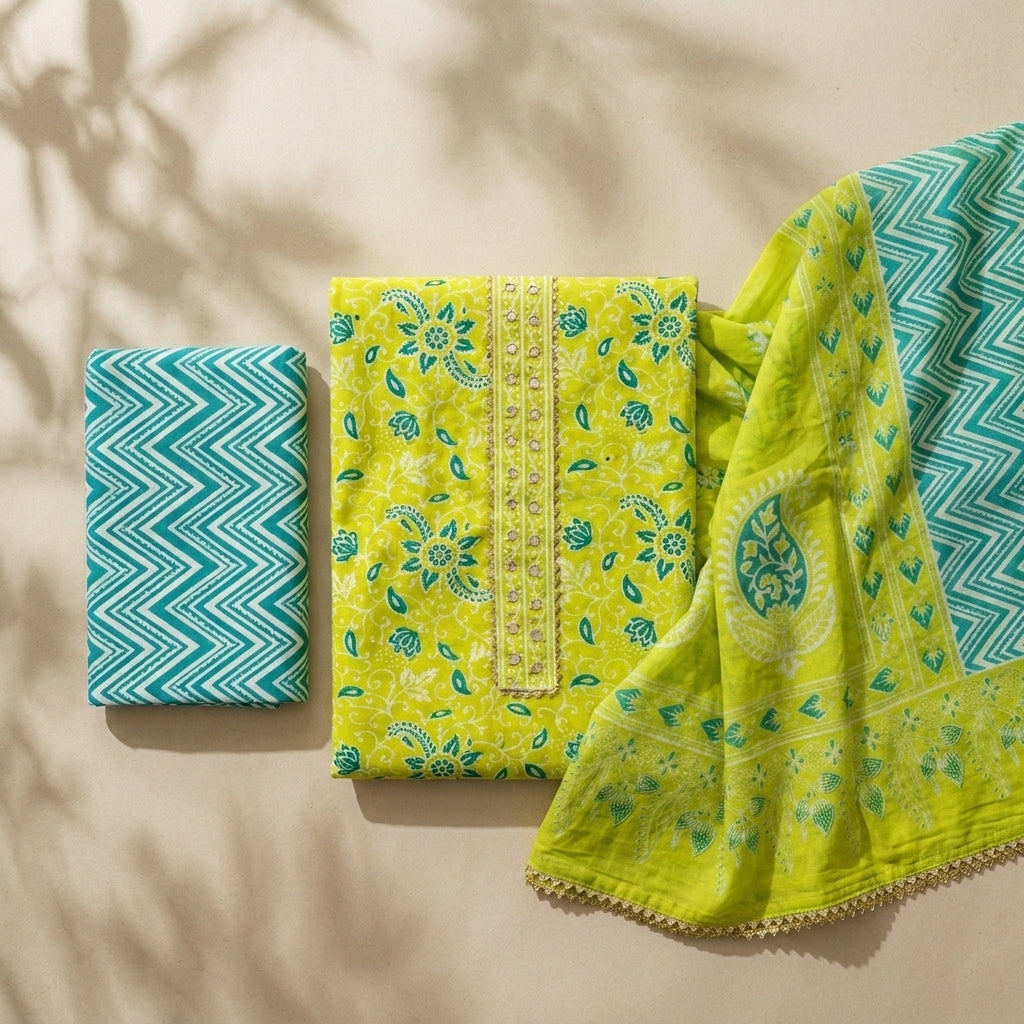 Lyril Green Cotton Material Set