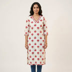 Red Rose Cotton Kurti Top
