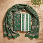 Emerald Green Cotton Dupatta Set