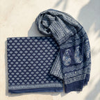 Indigo Blue Cotton Set with Dupatta