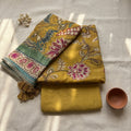 Mustard Yellow Muslin Party Wear Suit Set