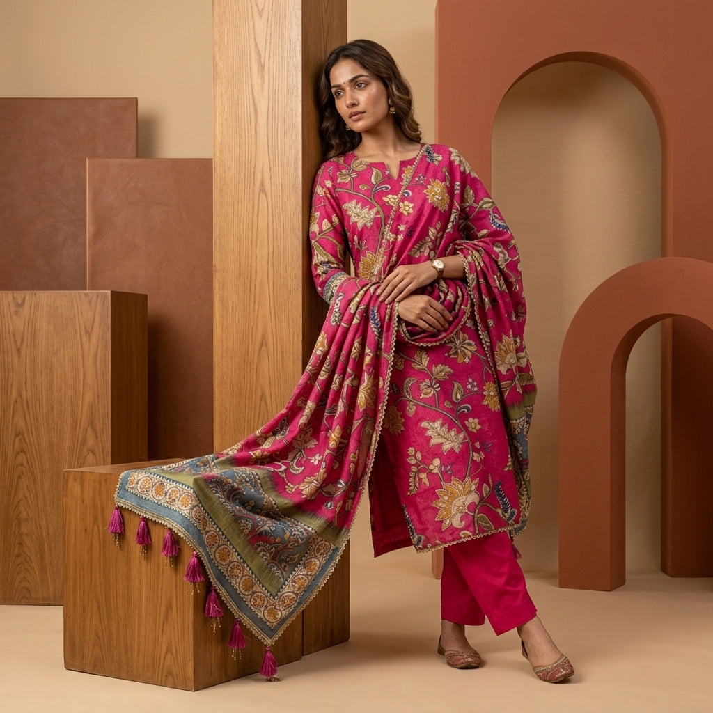 Pink Muslin Party Wear Suit Set
